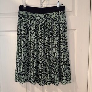 Ann Taylor Loft Skirt Women's‎ Blue Green Pleated Lined Size M Side Zip Career
